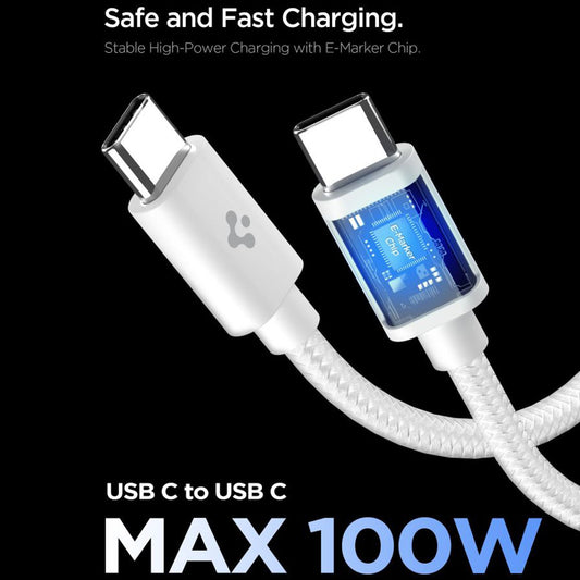 Sieťová nabíjačka so Spigen USB-C káblom EE451EU Essential, 45W, 3A, 1 x USB-C, Biela ACH09473
