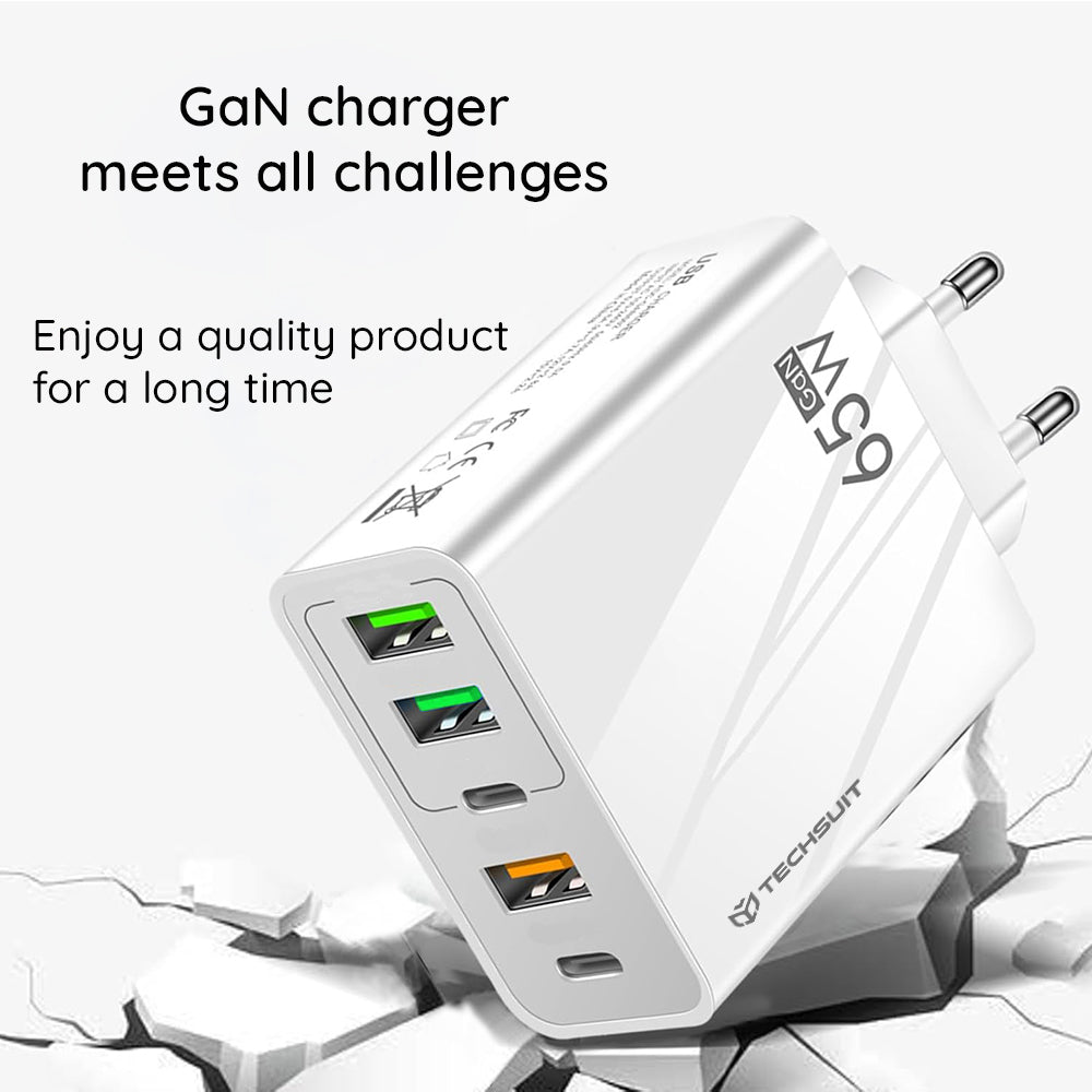 Sieťová nabíjačka s káblom USB-C Techsuit CHC2 PentaXPower, 20W, 3A, 3 x USB-A - 2 x USB-C, čierna