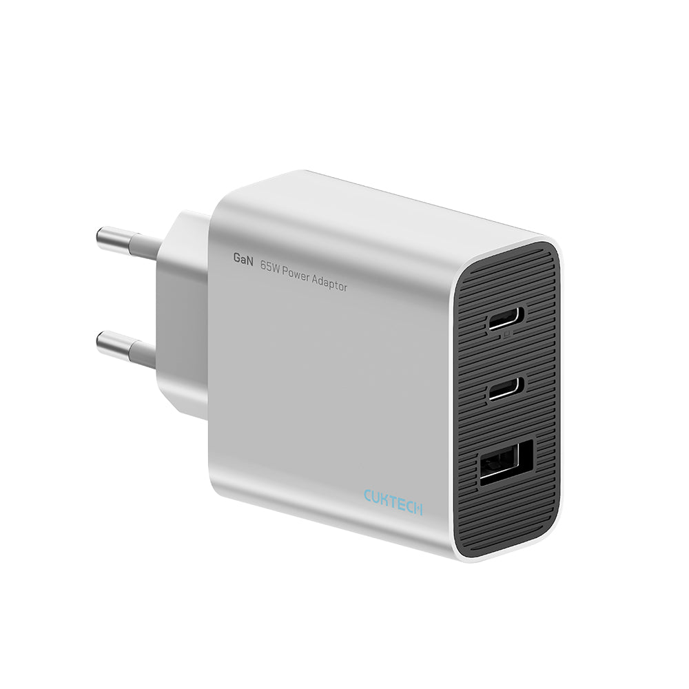 Sieťová nabíjačka Cuktech, 65W, 3,25A, 1 x USB-A - 2 x USB-C, biela CUK0A15CEUSL