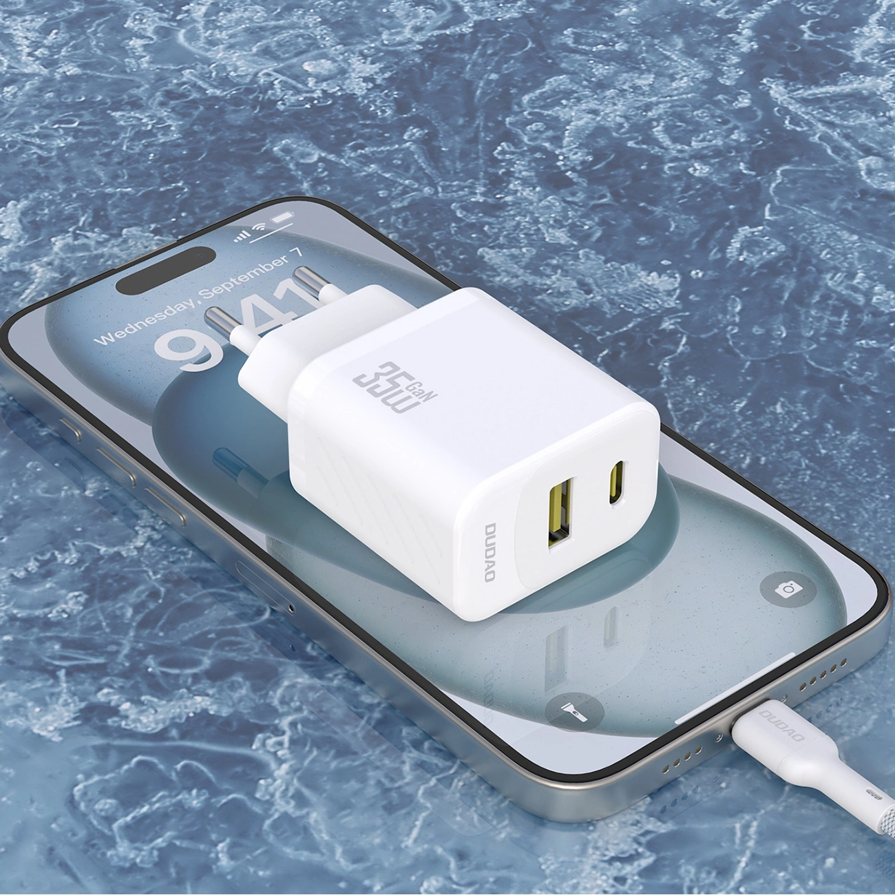 Sieťová nabíjačka Dudao A27 Max, 35W, 1 x USB-A - 1 x USB-C, Biela