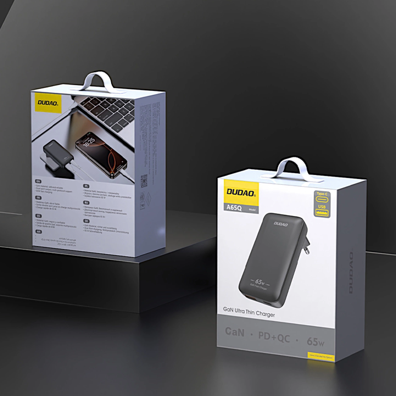 Sieťová nabíjačka Dudao A65Q Travel, 65W, 3.25A, 1 x USB-A - 1 x USB-C, Čierna