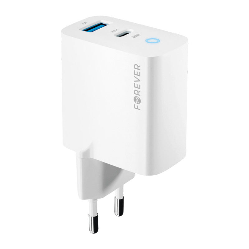 Sieťová nabíjačka Forever TC-06-20AC, 20 W, 3A, 1 x USB-A - 1 x USB-C, biela