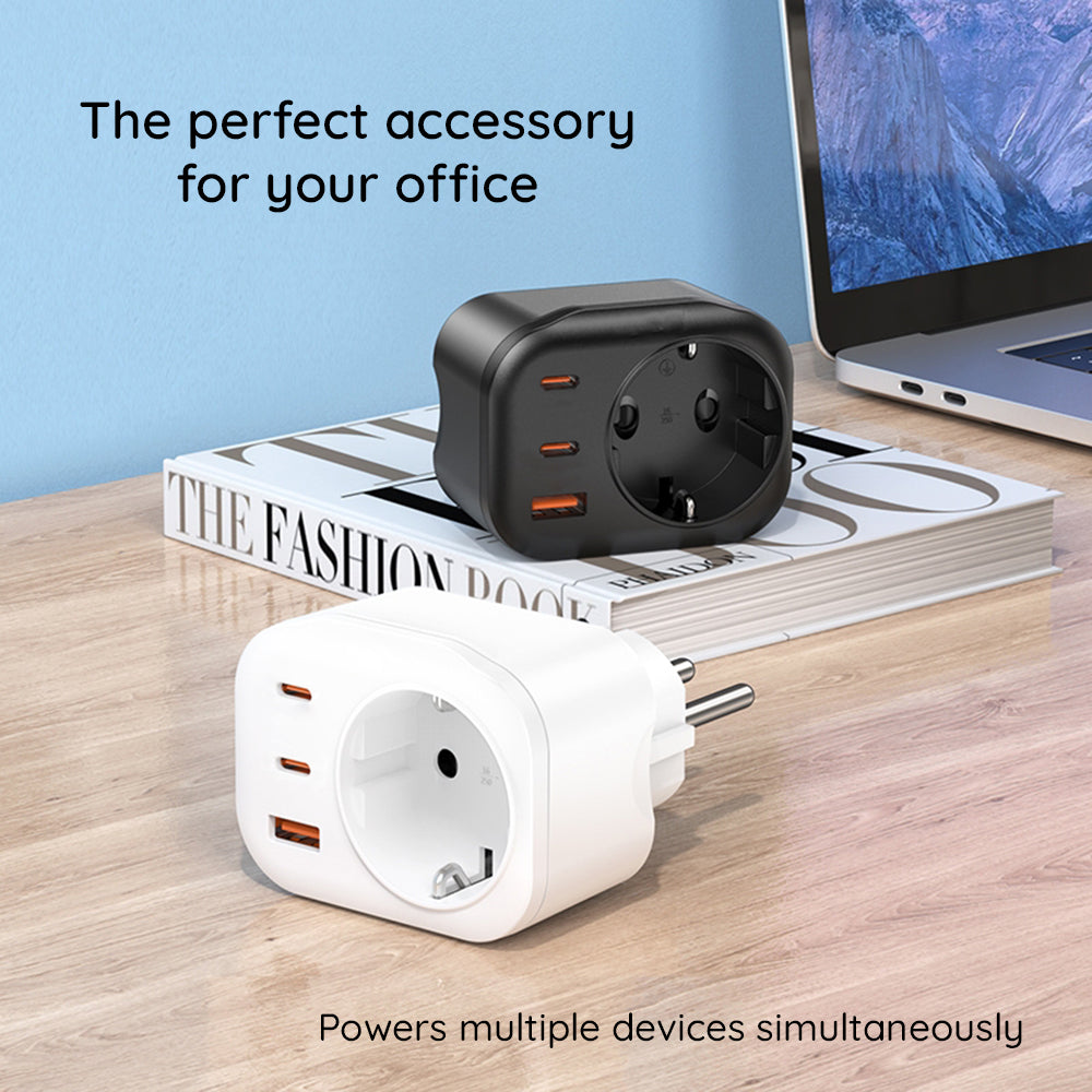 Sieťová nabíjačka HAVIT UC142, 30W, 3A, 1 x USB-A - 2 x USB-C - 1 x Schuko, Čierna