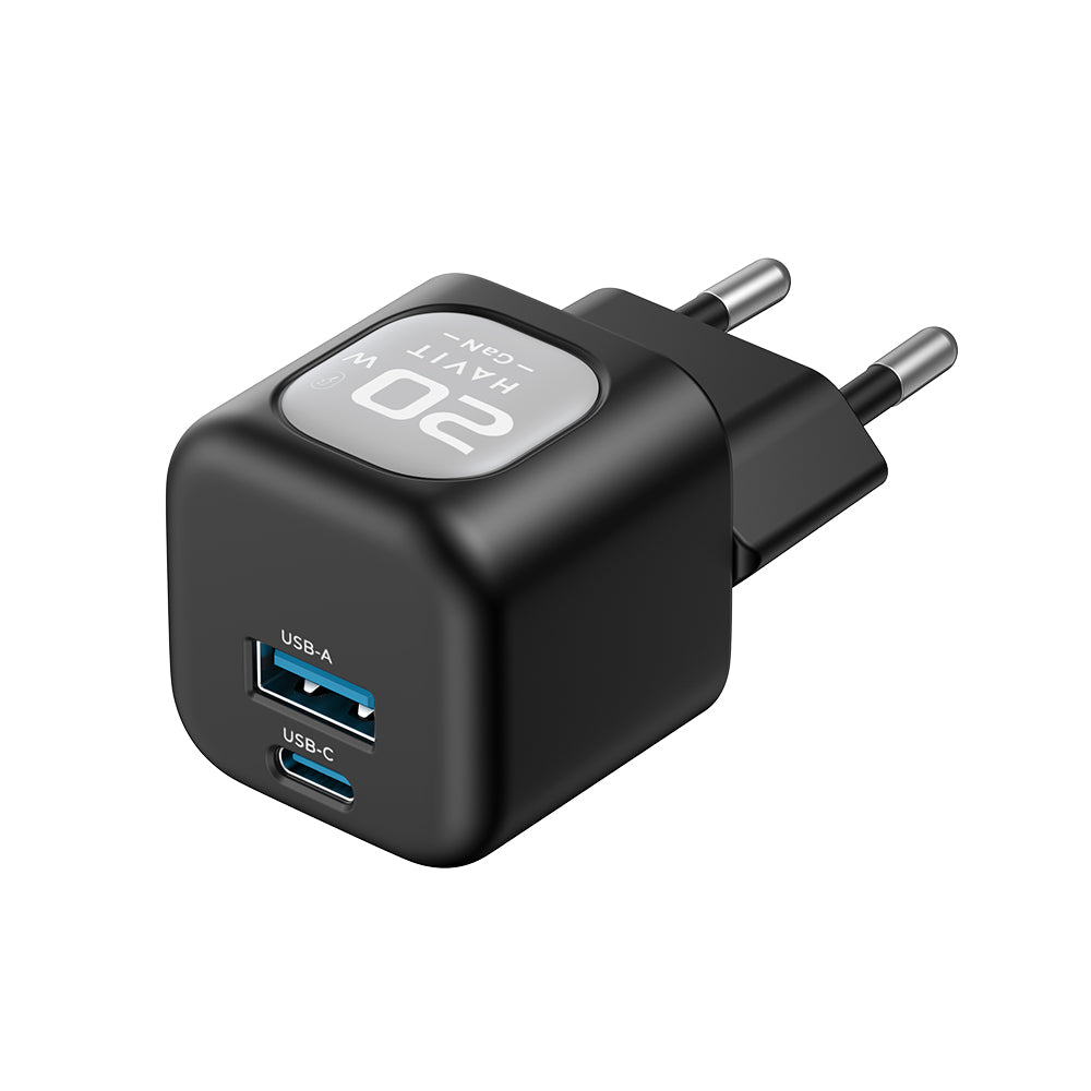 Sieťová nabíjačka HAVIT UC220, 20W, 3A, 1 x USB-A - 1 x USB-C, Čierno Sivá