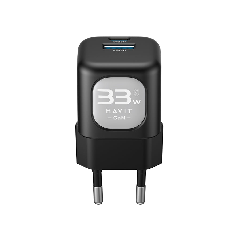 Sieťová nabíjačka HAVIT UC230, 33W, 3A, 1 x USB-A - 1 x USB-C, Čierno Sivá