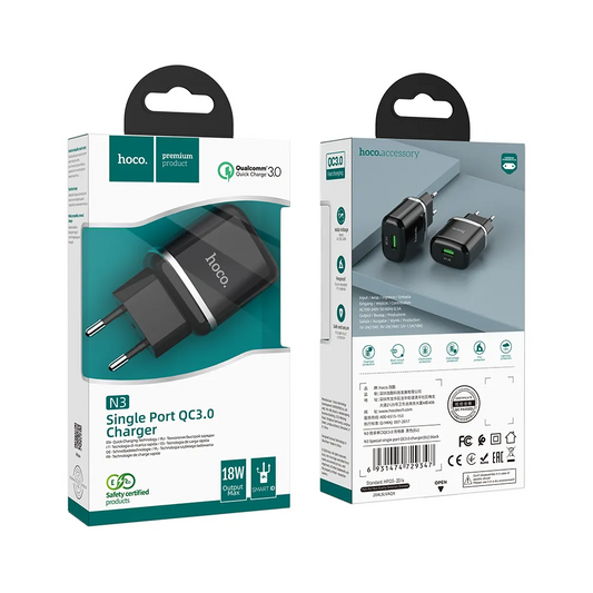 Sieťová nabíjačka HOCO N3, 18W, 3A, 1 x USB-A, Čierna
