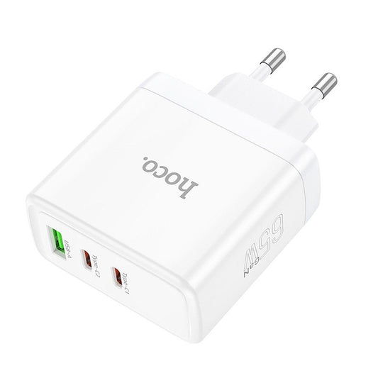 Sieťová nabíjačka HOCO N30, 65W, 3.25A, 1 x USB-A - 2 x USB-C, Biela