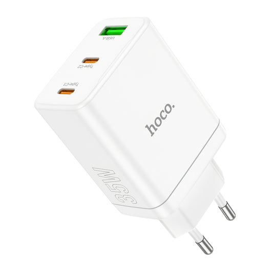 Sieťová nabíjačka HOCO N33, 35 W, 3A, 1 x USB-A - 2 x USB-C, biela