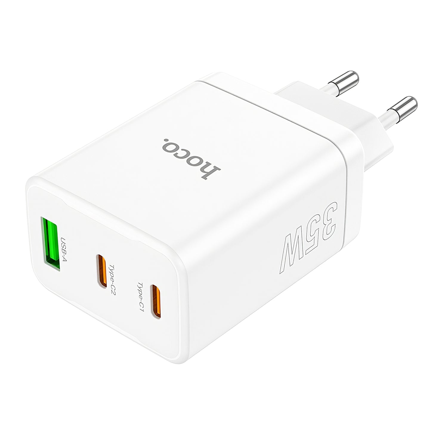 Sieťová nabíjačka HOCO N33, 35 W, 3A, 1 x USB-A - 2 x USB-C, biela