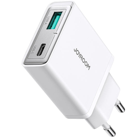 Network Charger Joyroom JR-TCF14, 20W, 3A, 1 x USB-A - 1 x USB-C, White