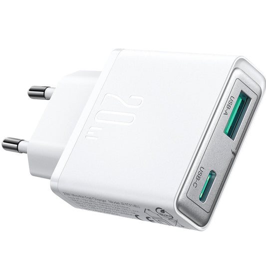Network Charger Joyroom JR-TCF14, 20W, 3A, 1 x USB-A - 1 x USB-C, White