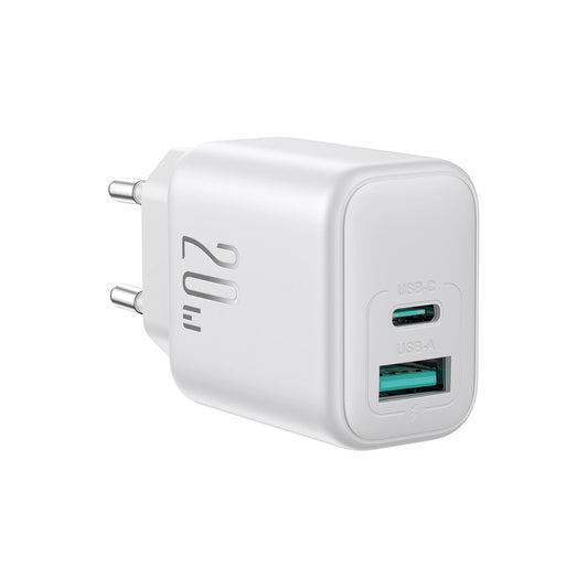 Sieťová nabíjačka Joyroom JR-TCF21, 20W, 3A, 1 x USB-A - 1 x USB-C, Biela
