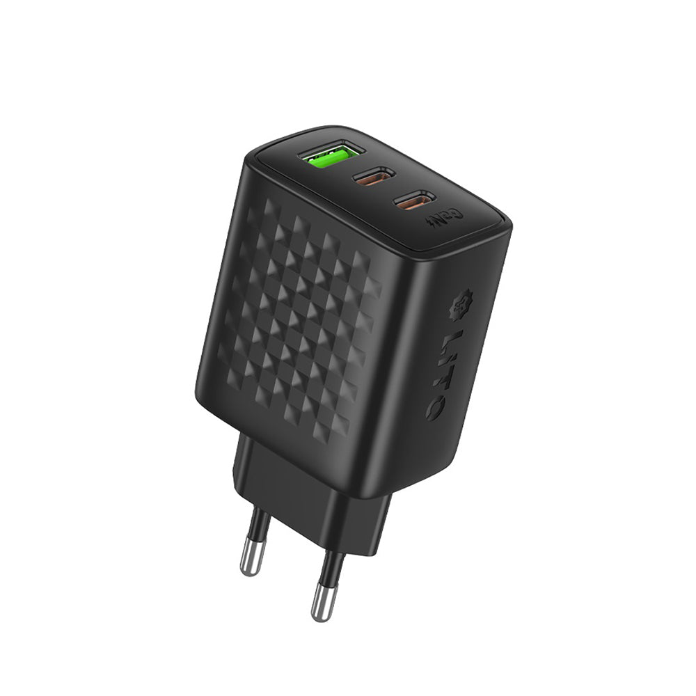 Sieťová nabíjačka Lito LC25, 65W, 3.25A, 1 x USB-A - 2 x USB-C, Čierna