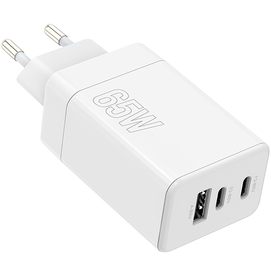 Sieťová nabíjačka MaXlife MXTC-08-65ACC, 65 W, 3,25 A, 1 x USB-A - 2 x USB-C, biela