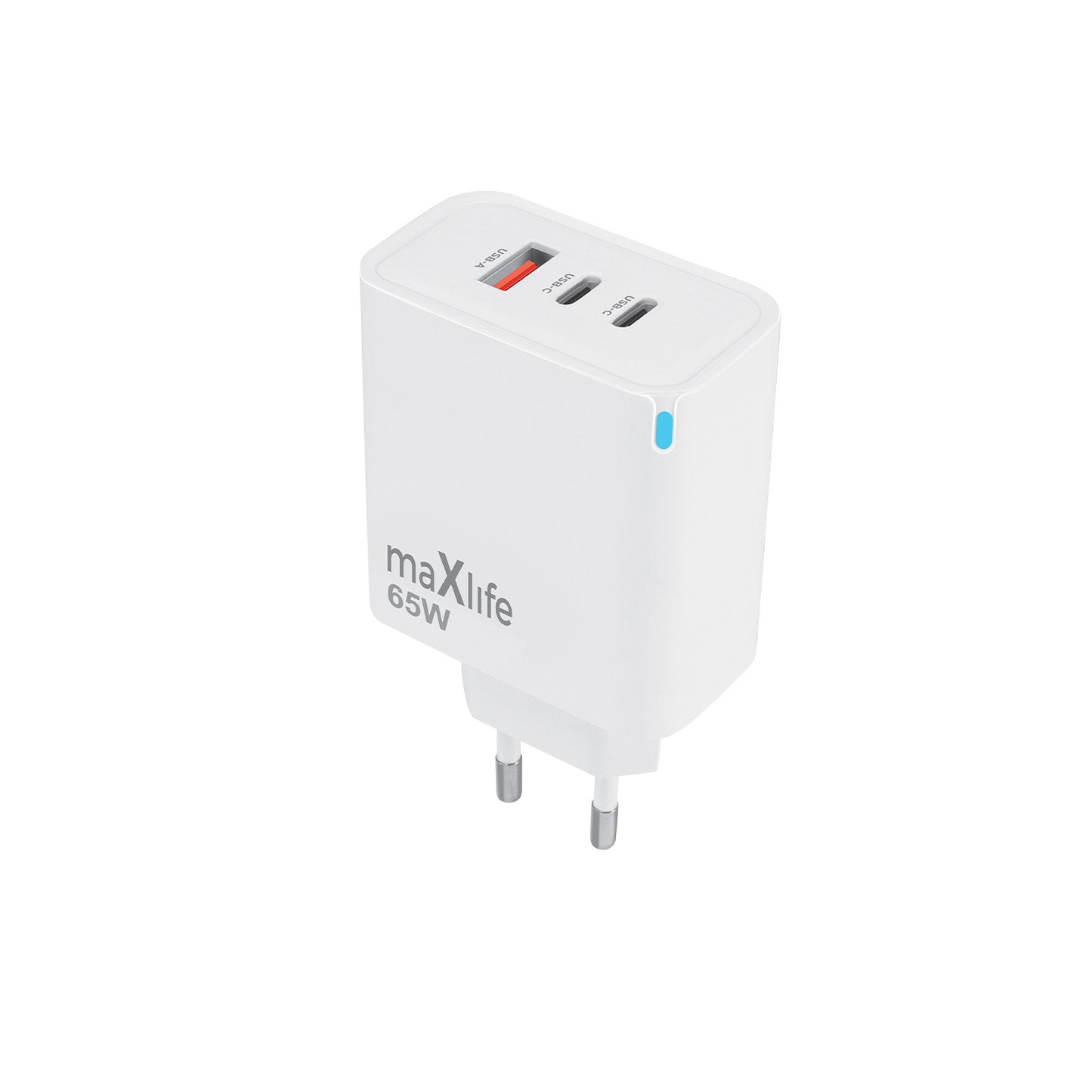 MaXlife MXTC-09-65ACC Network Charger, 65W, 3.25A, 1 x USB-A - 2 x USB-C, White