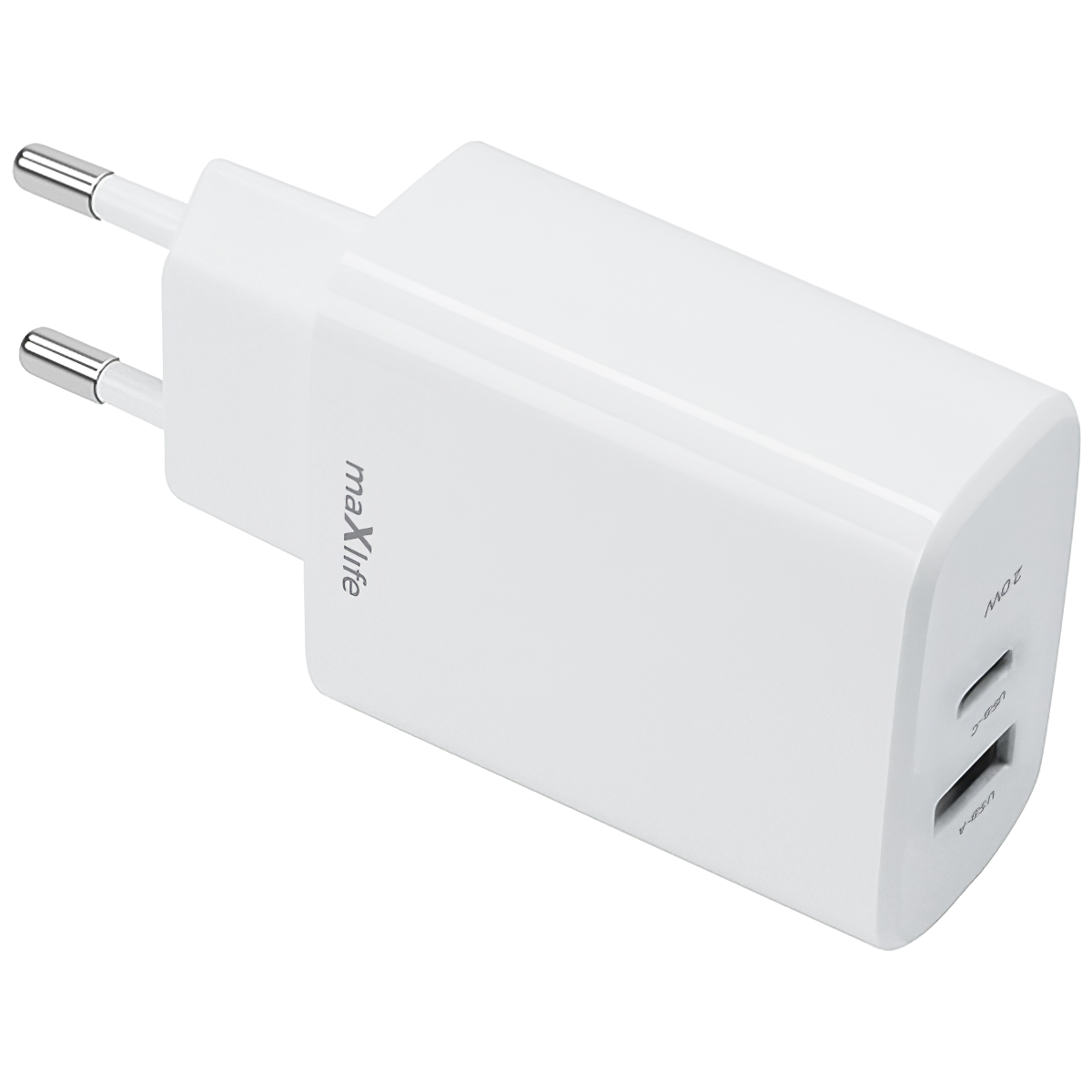 Sieťová nabíjačka MaXlife MXTC-10-20AC, 20 W, 3A, 1 x USB-A - 1 x USB-C, biela