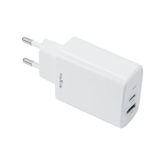 Sieťová nabíjačka MaXlife MXTC-10-30AC, 30 W, 3A, 1 x USB-A - 1 x USB-C, biela