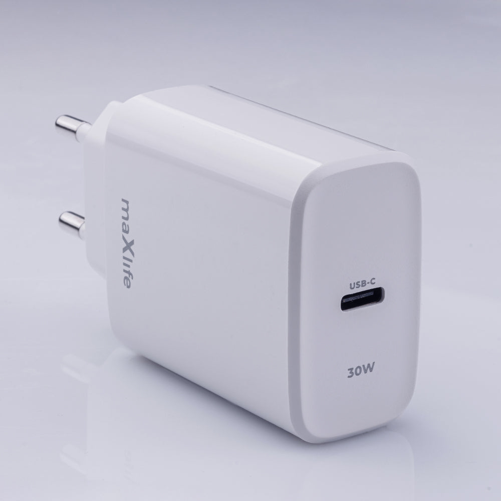 Sieťová nabíjačka MaXlife MXTC-10-30C, 30 W, 3A, 1 x USB-C, biela