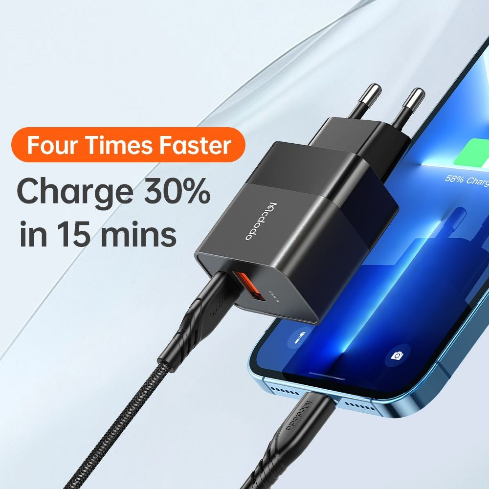 Sieťová nabíjačka McDodo CH-1951 Hydrogen, 20W, 3A, 1 x USB-A - 1 x USB-C, Čierna