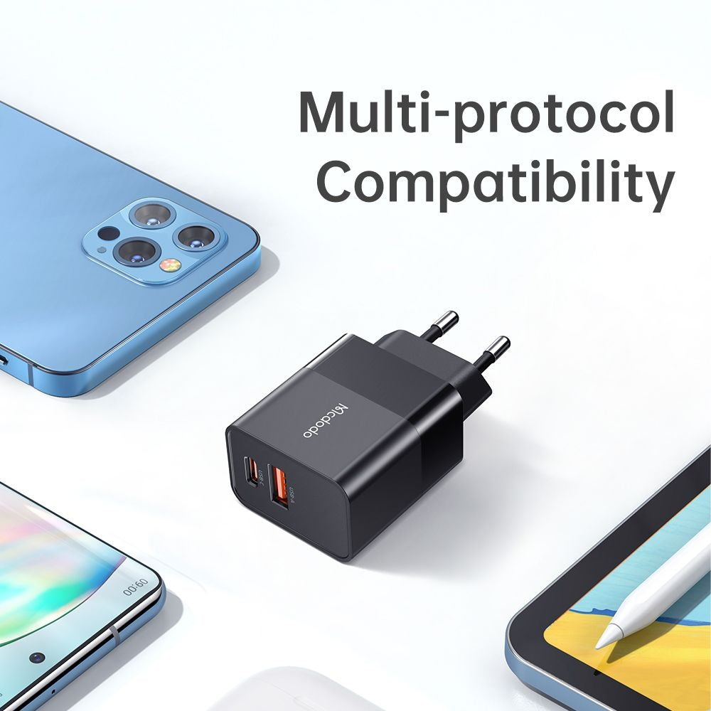 Sieťová nabíjačka McDodo CH-1951 Hydrogen, 20W, 3A, 1 x USB-A - 1 x USB-C, Čierna