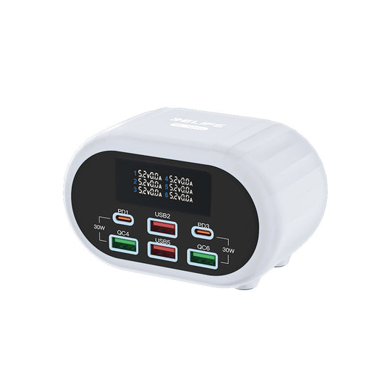 Nabíjacia stanica Relife RL-309U, 72 W, 5 A, 2 x USB-C - 4 x USB-A, strieborná