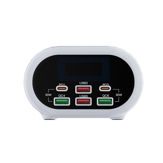 Nabíjacia stanica Relife RL-309U, 72 W, 5 A, 2 x USB-C - 4 x USB-A, strieborná