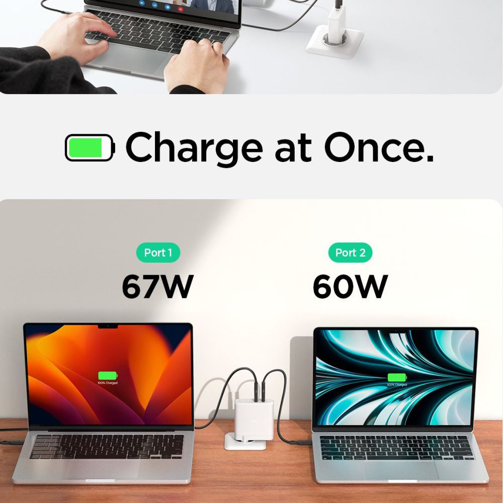 Sieťová nabíjačka Spigen Arcstation Pro, 140W, 3.25A, 2 x USB-C, Biela