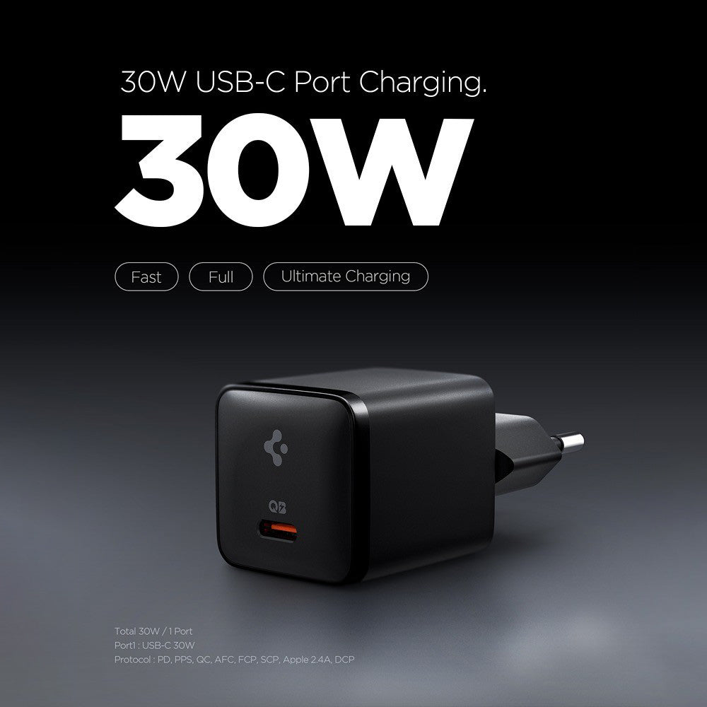 Sieťová nabíjačka Spigen EE301EU Essential, 30W, 3A, 1 x USB-C, čierna ACH09493
