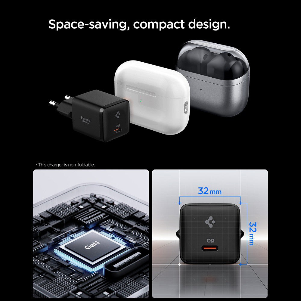 Sieťová nabíjačka Spigen EE301EU Essential, 30W, 3A, 1 x USB-C, čierna ACH09493
