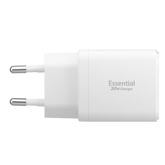 Sieťová nabíjačka Spigen Essential, 20W, 3A, 1 x USB-A - 1 x USB-C, Biela ACH08704