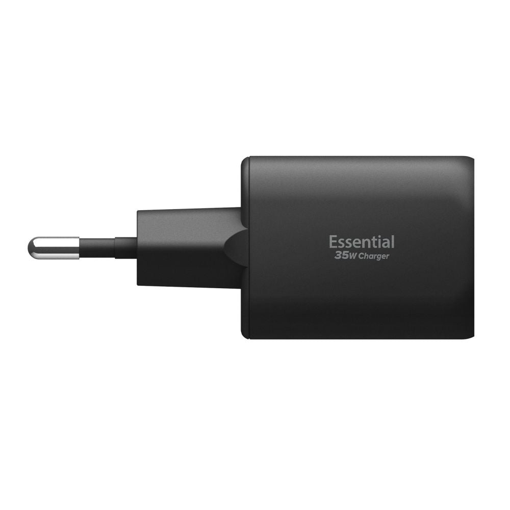 Sieťová nabíjačka Spigen Essential, 35W, 3A, 1 x USB-A - 1 x USB-C, Čierna