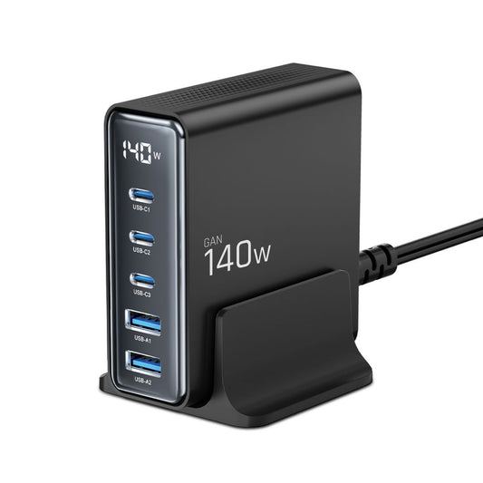 Tech-Protect DC140W Station Charger DC140W, 140 W, 3A, 2 x USB-A - 3 x USB-C, čierna