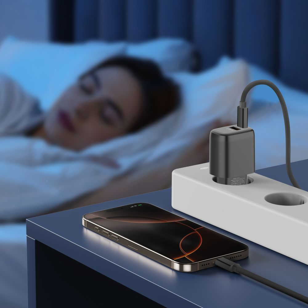 Sieťová nabíjačka Tech-Protect NCA45W, 45W, 3A, 1 x USB-A - 1 x USB-C, Čierna