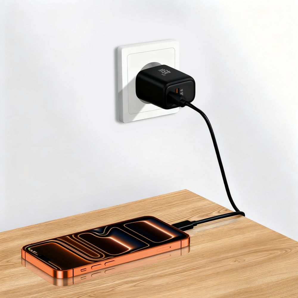 Sieťová nabíjačka Tech-Protect NCA45W, 45W, 3A, 1 x USB-A - 1 x USB-C, Čierna