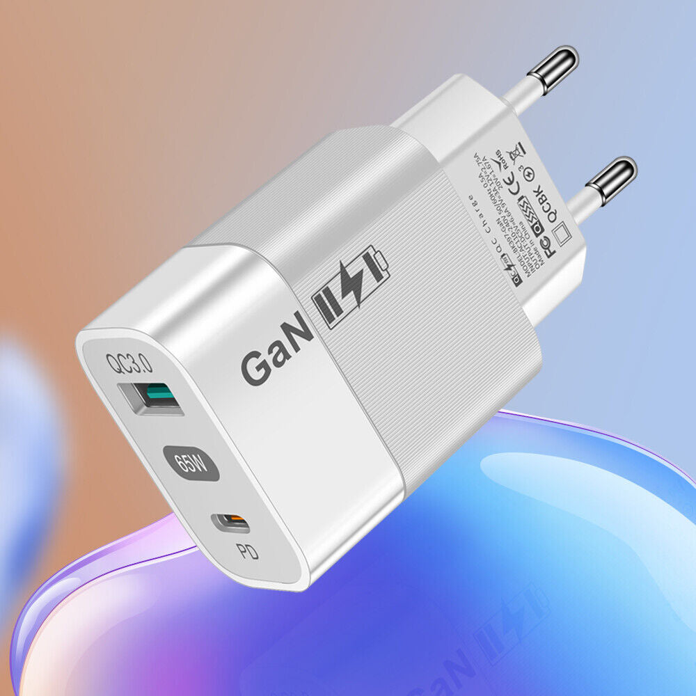 Sieťová nabíjačka Techsuit CHPD131, 65W, 3.25A, 1 x USB-A - 1 x USB-C, Biela