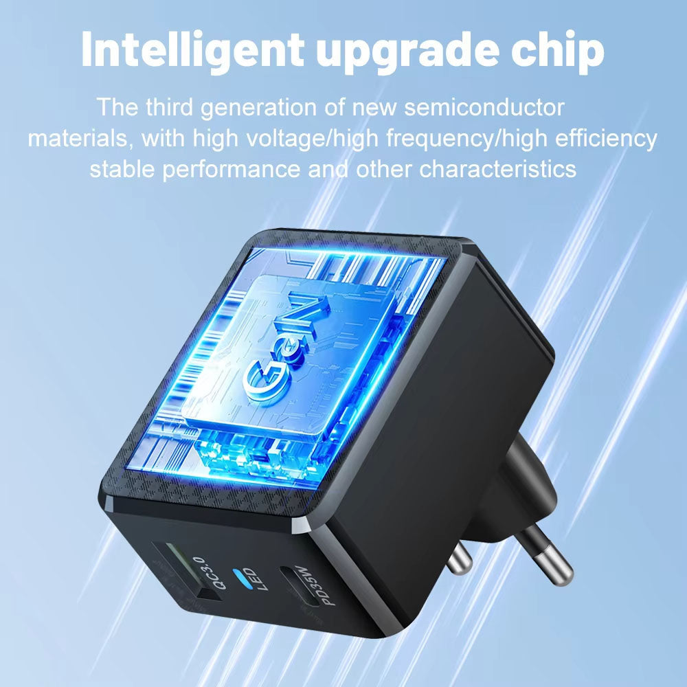 Sieťová nabíjačka Techsuit CHPD173 Tiny, 35W, 3A, 1 x USB-A - 1 x USB-C, čierna
