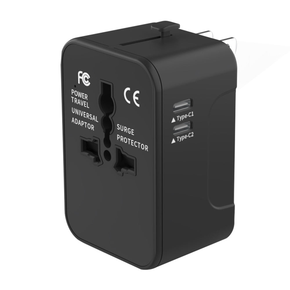 Sieťová nabíjačka Techsuit HHT202-2C Travel, 15W, 3A, 2 x USB-C, Čierna