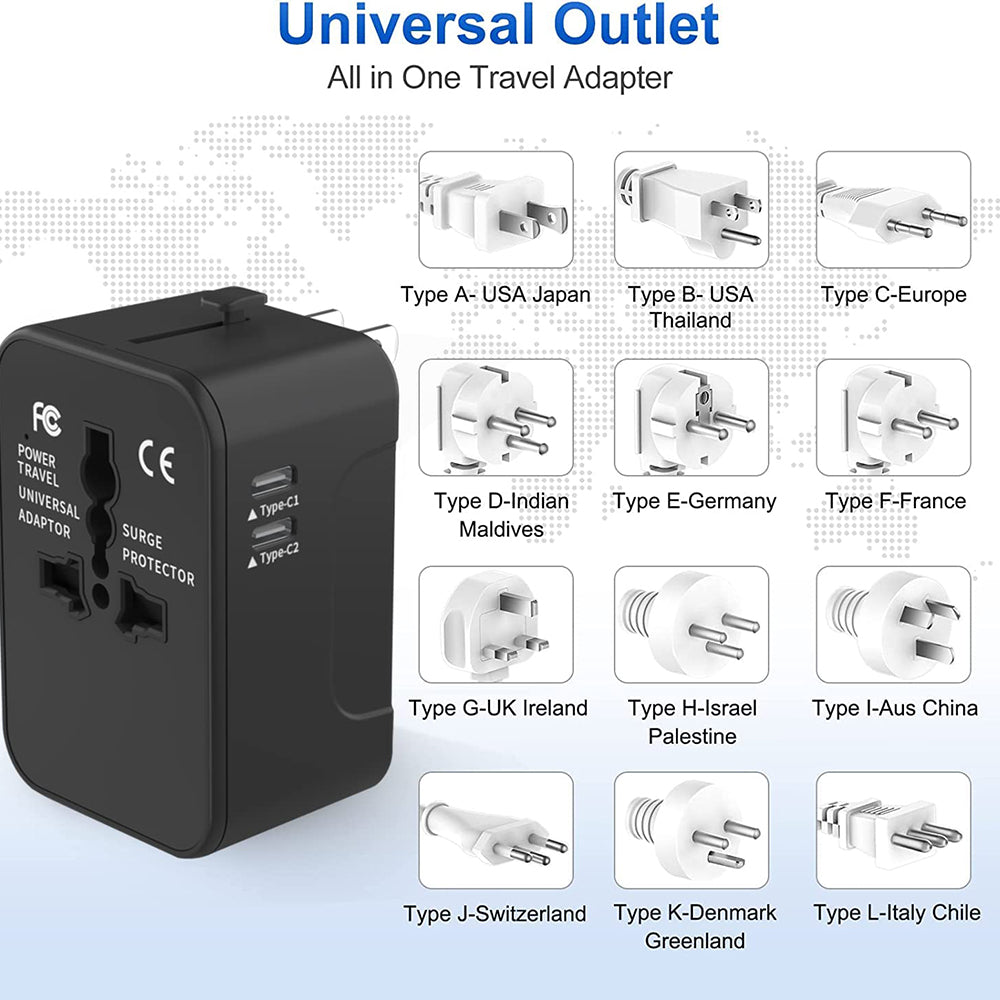 Sieťová nabíjačka Techsuit HHT202-2C Travel, 15W, 3A, 2 x USB-C, Čierna