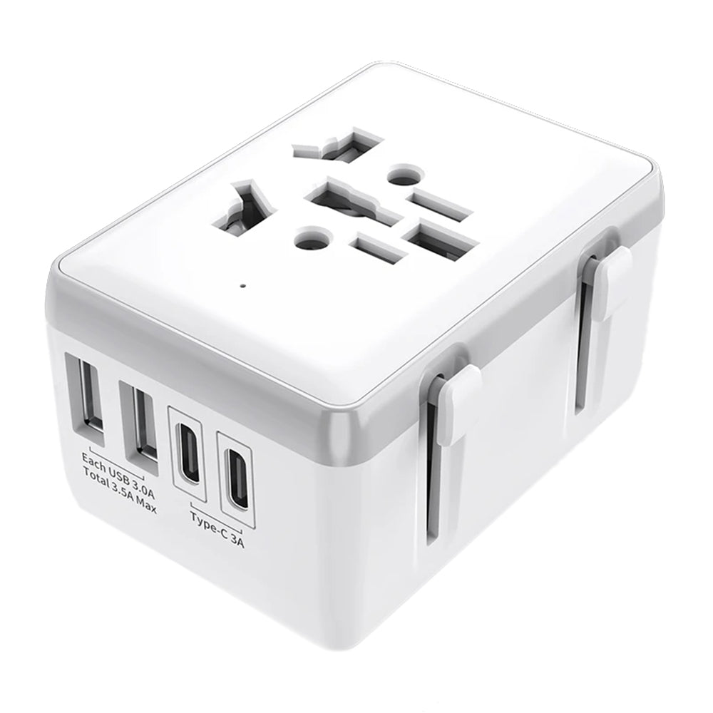 Sieťová nabíjačka Techsuit HHt204A Travel, 15W, 3A, 2 x USB-A - 2 x USB-C, Biela