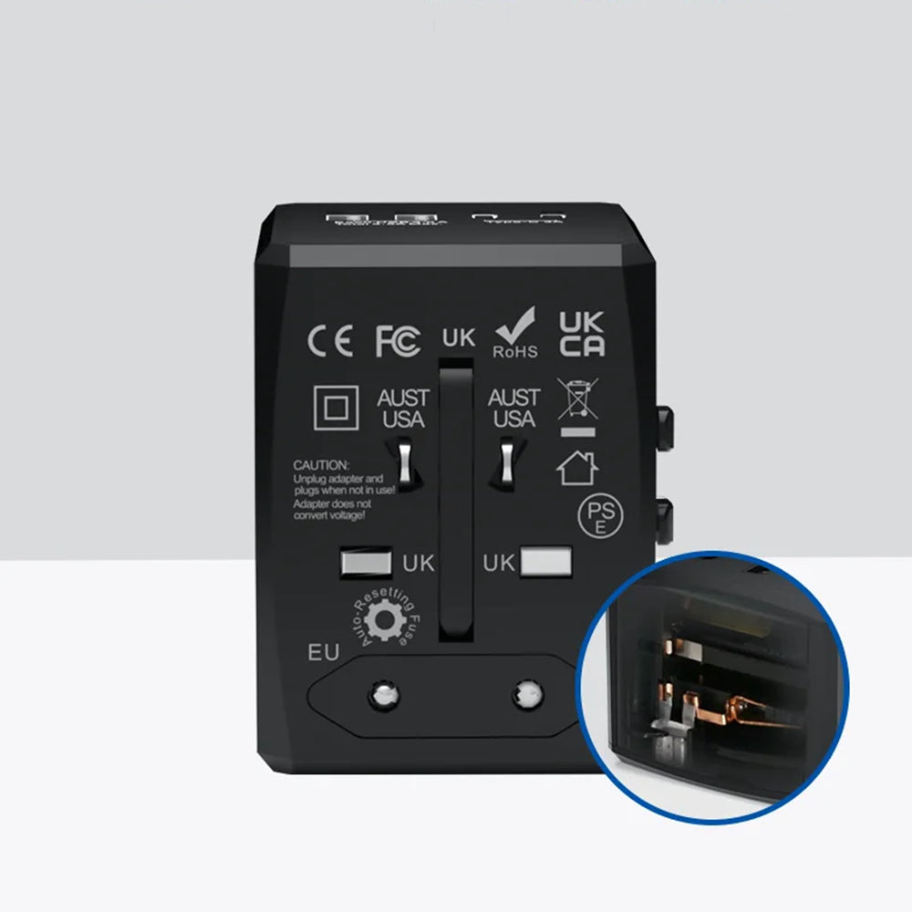 Sieťová nabíjačka Techsuit HHT904-B2 Travel, 20W, 3A, 2 x USB-A - 2 x USB-C, čierna