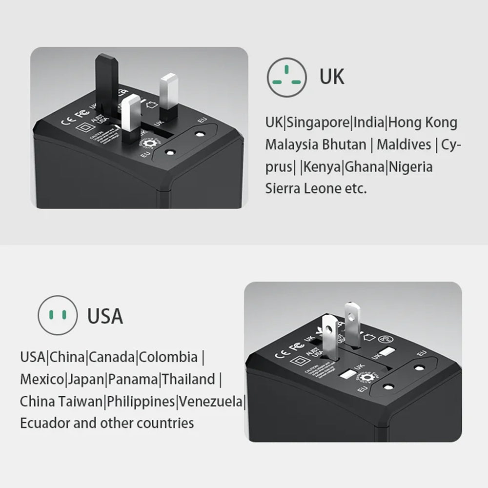 Sieťová nabíjačka Techsuit HHT904-B2 Travel, 20W, 3A, 2 x USB-A - 2 x USB-C, čierna