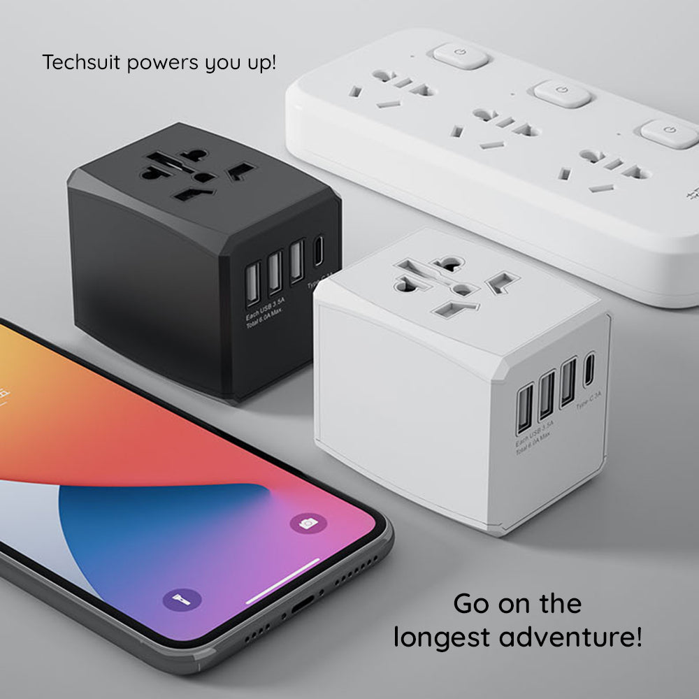 Sieťová nabíjačka Techsuit HHT904-B3 Travel, 30W, 3A, 3 x USB-A - 1 x USB-C, Biela