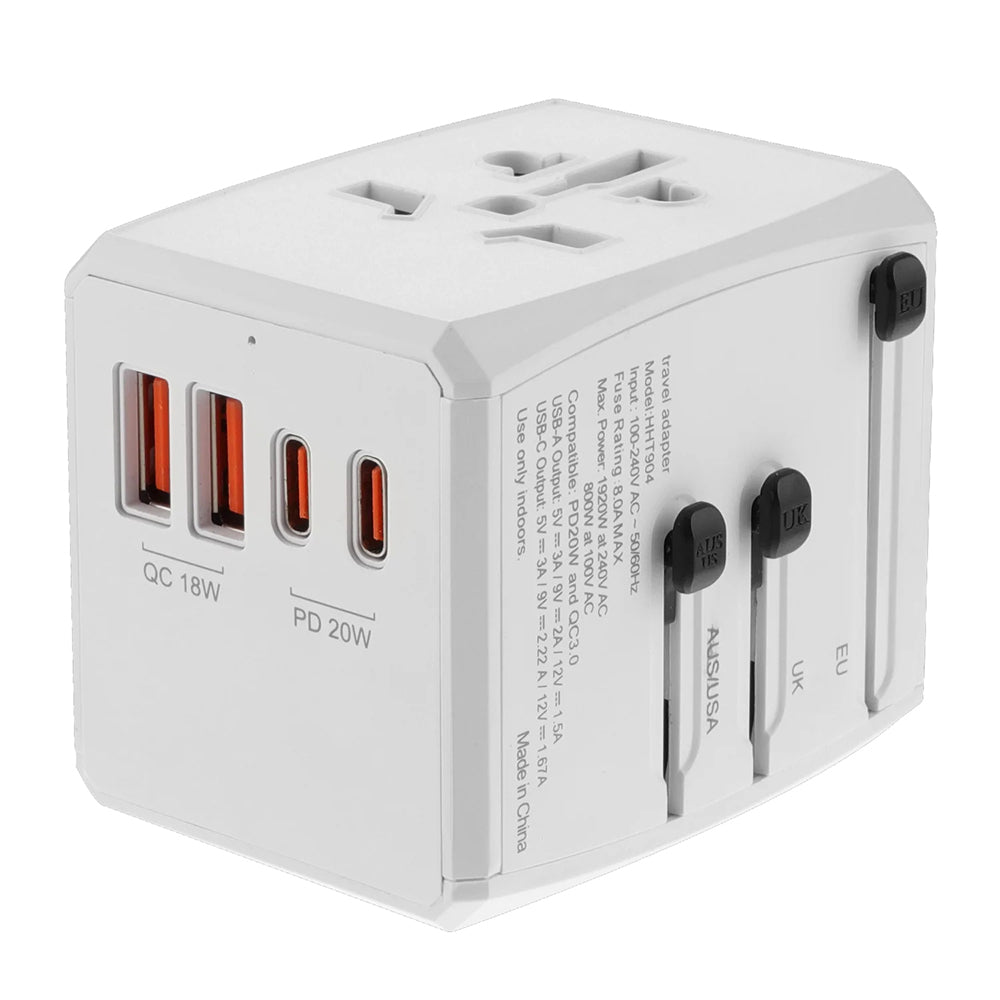 Sieťová nabíjačka Techsuit HHT904-W2 Travel, 20W, 3A, 2 x USB-A - 2 x USB-C, Biela