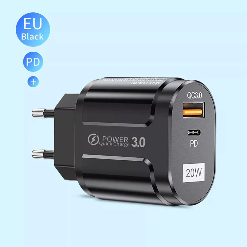 Sieťová nabíjačka Techsuit Premium, 20W, 3A, 1 x USB-A - 1 x USB-C, Biela
