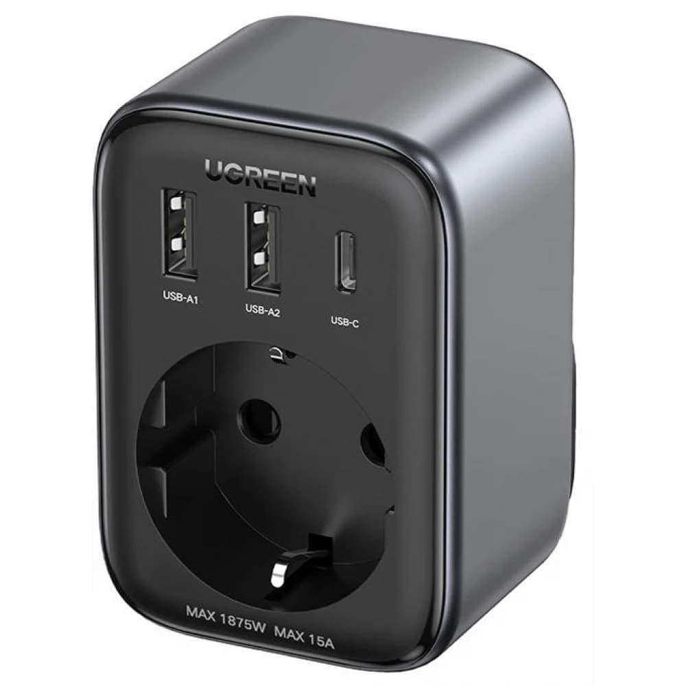 Sieťová nabíjačka UGREEN 15289 US, 30W, 3A, 2 x USB-A - 1 x USB-C - 1 x Schuko, Čierna