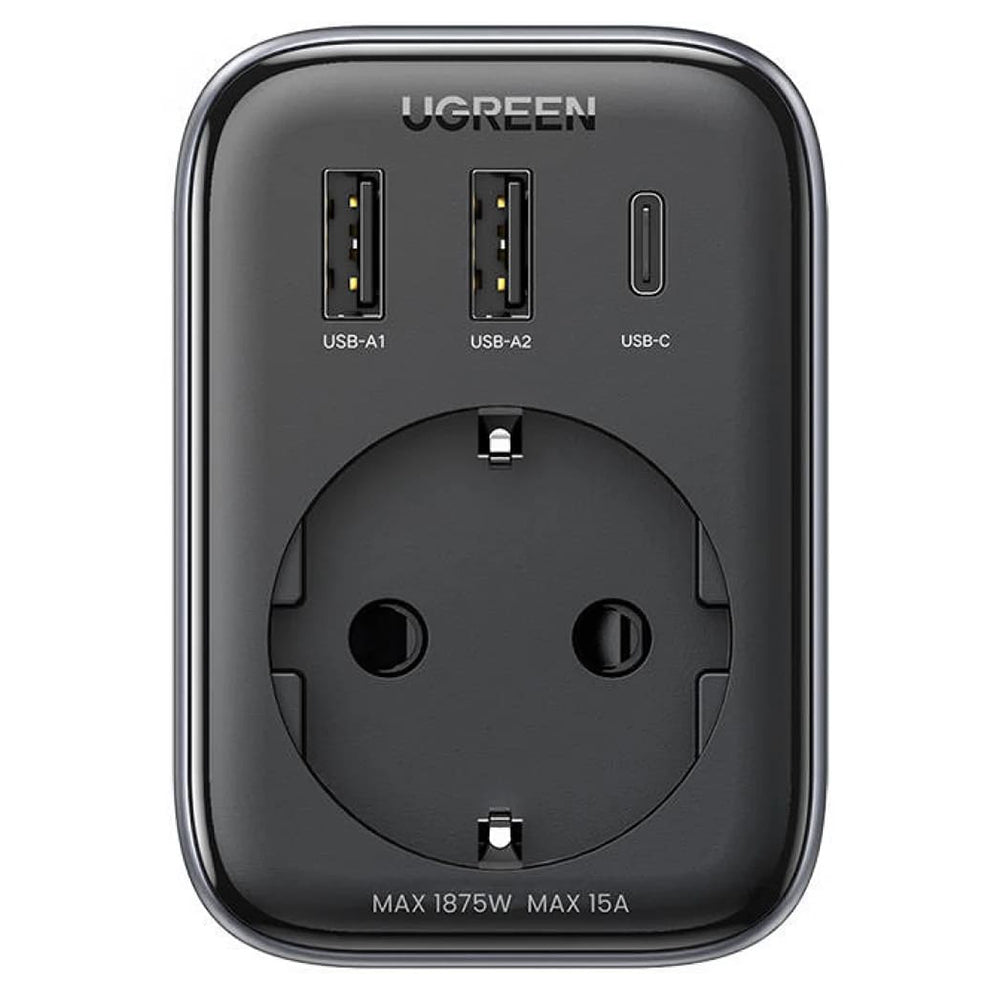 Sieťová nabíjačka UGREEN 15289 US, 30W, 3A, 2 x USB-A - 1 x USB-C - 1 x Schuko, Čierna