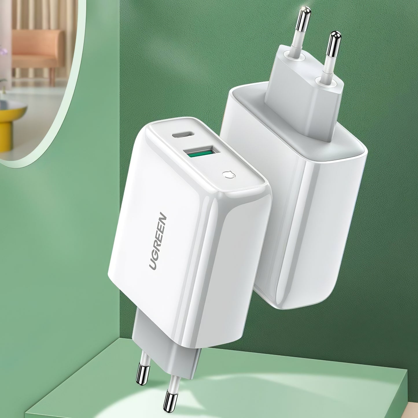 Sieťová nabíjačka UGREEN CD170, 36 W, 3A, 1 x USB-A - 1 x USB-C, biela