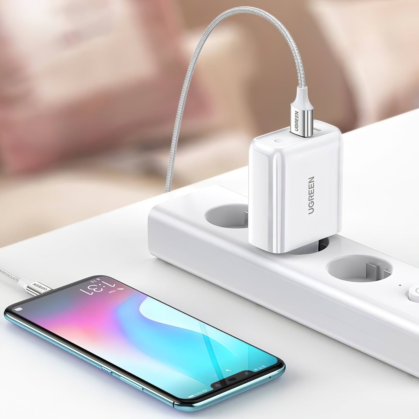Sieťová nabíjačka UGREEN CD170, 36 W, 3A, 1 x USB-A - 1 x USB-C, biela