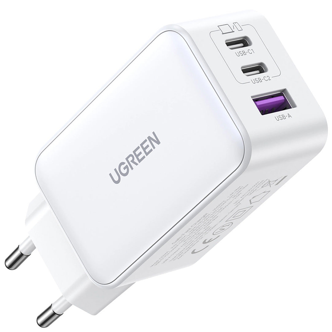 Network Charger UGREEN CD244, 65W, 3A, 1 x USB-A - 2 x USB-C, White