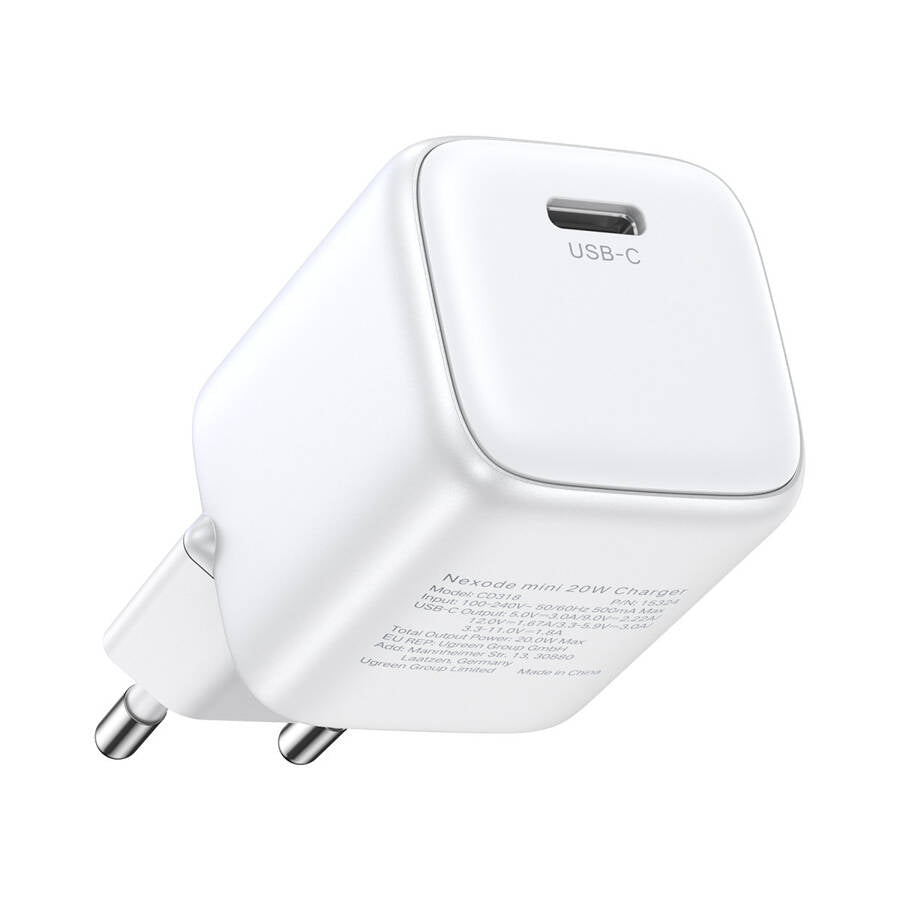 Sieťová nabíjačka UGREEN CD318, 20 W, 3A, 1 x USB-C, biela